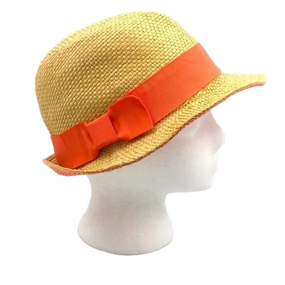 Straw👒Fedora Hat with Pink Bow - Picture 2 of 7